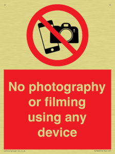 No photography or filming using any device